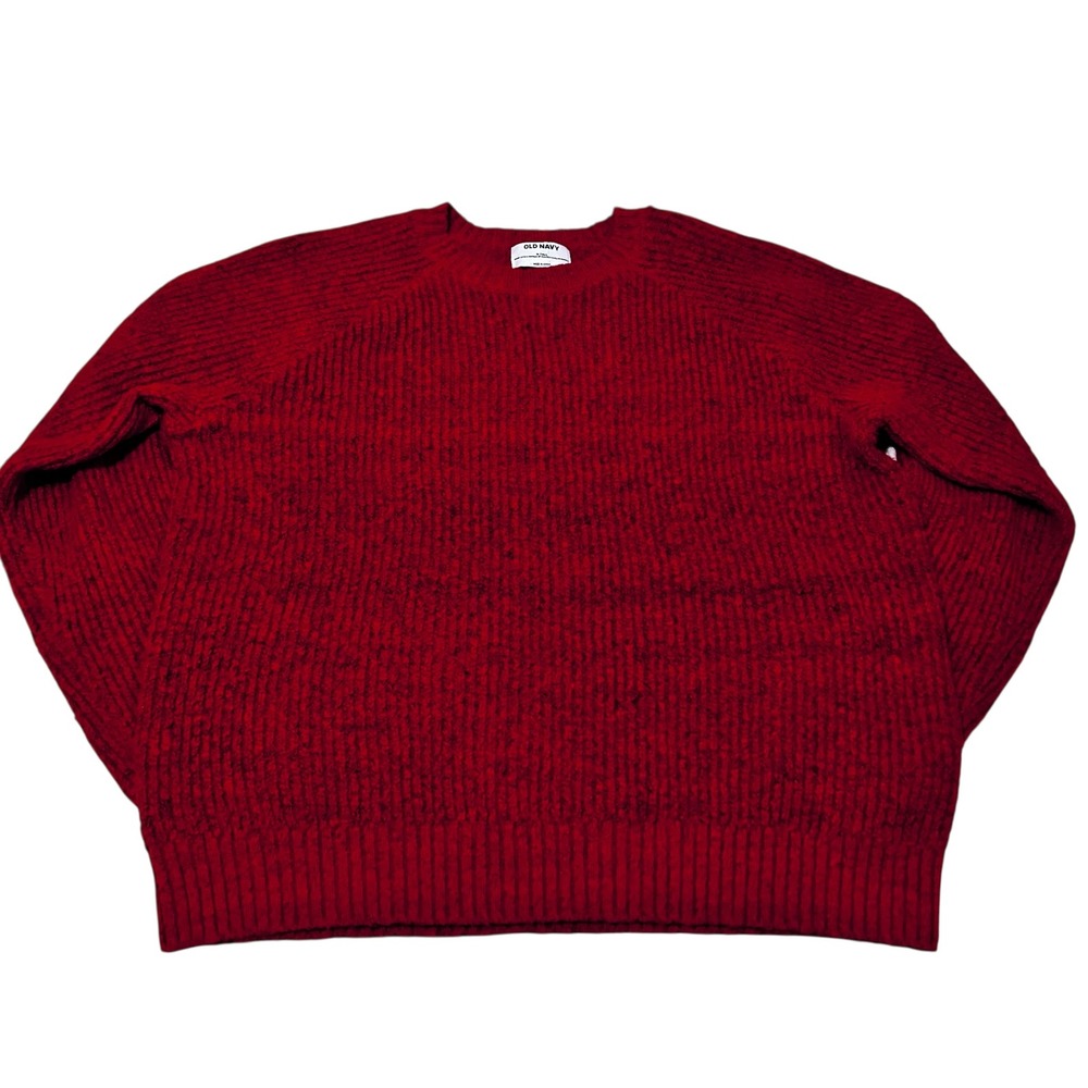 Old Navy Red Black Speckled Flecked‎ Knit Christmas Sweater Medium Tall